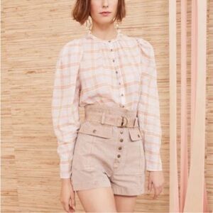 ULLA JOHNSON NOUR BLOUSE PALE LILAC SIZE 6